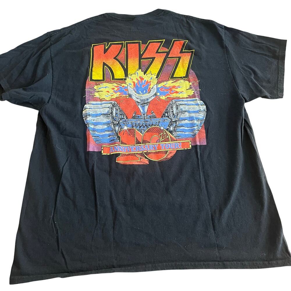 Vintage Kiss Logo Black T Shirt 10th Anniversary Tour Size XL